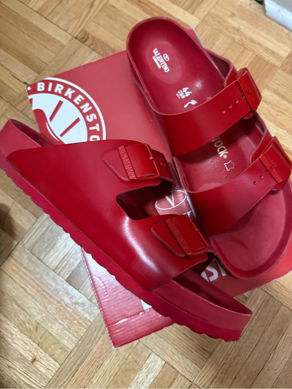 Authentic Mens Valetino X Birkenstock Arizona Sandals in Red EUR 44 /US 11